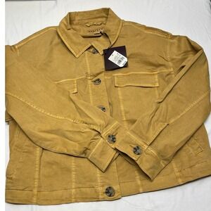 Ava & Viv Cropped Jacket Apple Cinnamon Green Button Front Plus Size 1X NEW